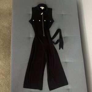 MICHAEL Michael Kors Black Sleeveless Jumpsuit with Gold Accents